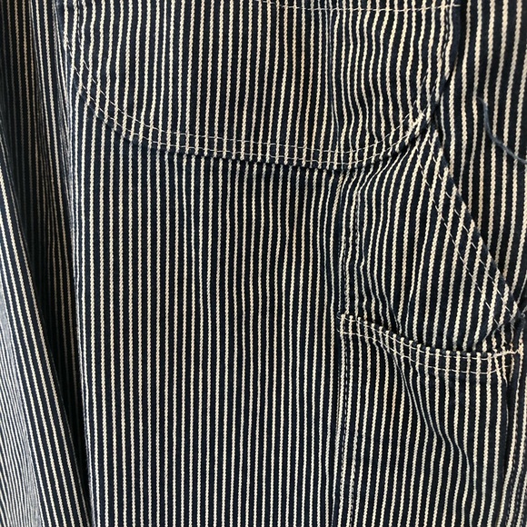 Vtg USA Works Sz 40x31 Railroad Stripe Adjustable Strap Carpenter Bib Overalls - Picture 6 of 8
